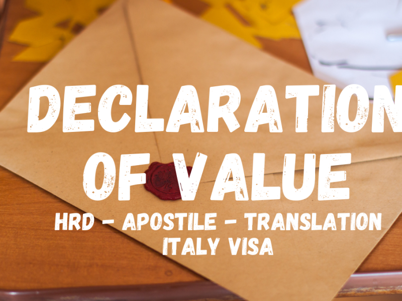Italy – HRD, Apostile, Translation and Declaration of Value DoV