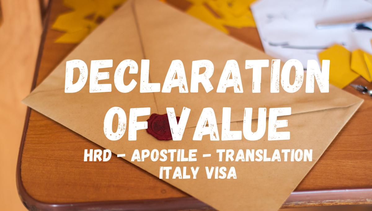 Italy – HRD, Apostile, Translation and Declaration of Value DoV
